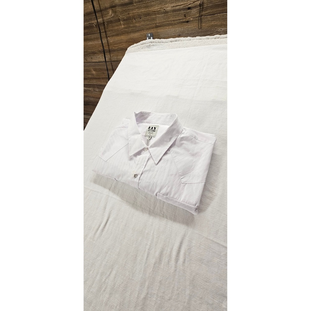 Ely Cattleman Mens White Tonal Diamond Jacquard Western Pearl Snap Shirt Big‎ 3X